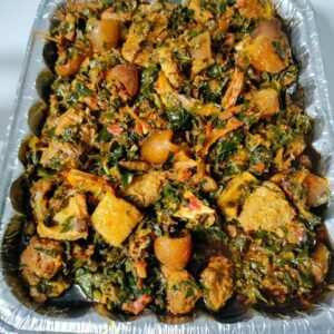 Efo riro with assorted meat