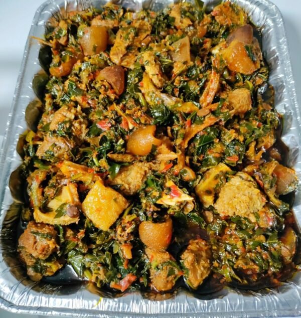 Efo riro with assorted meat